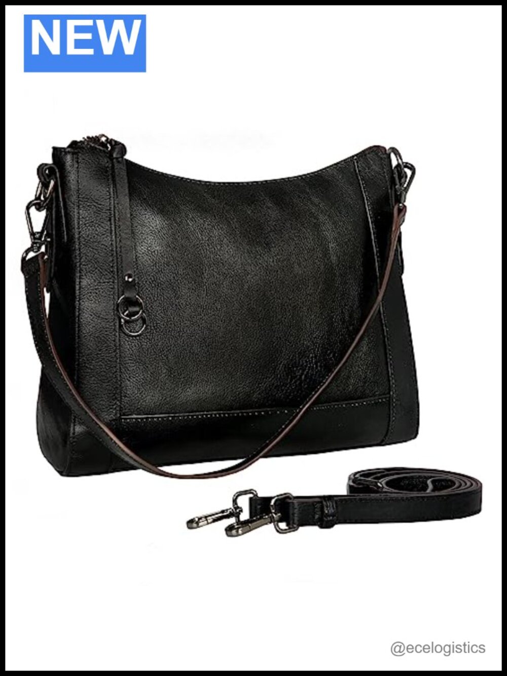 Genuine Leather Crossbody Bag Women Purse Handbag with Adjustable Straps